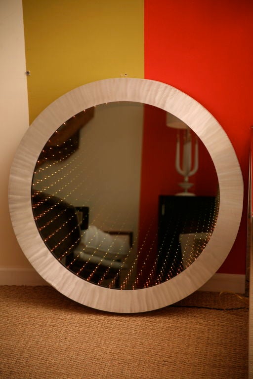 Iconic Round Smoked Glass Infinity Mirror at 1stdibs