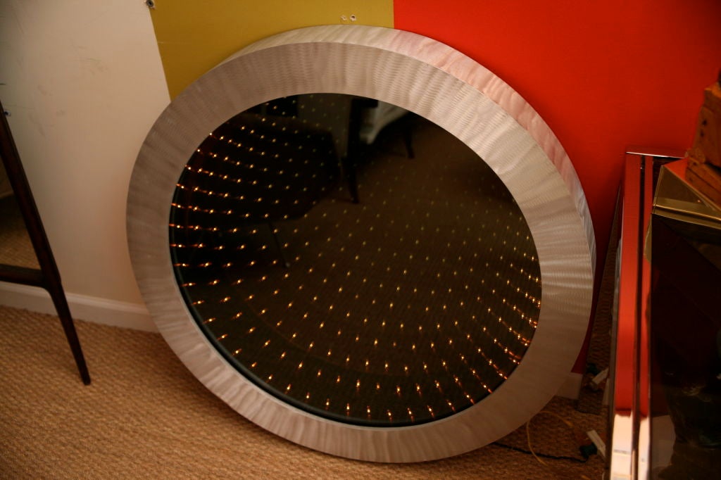 Iconic Round Smoked Glass Infinity Mirror at 1stdibs