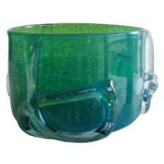 Luscious Turquoise and Green Glass Bowl By Mdina