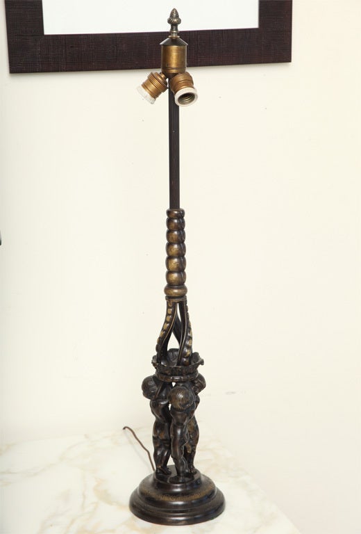 Austrian Cast Bronze Cherub Lamp 4