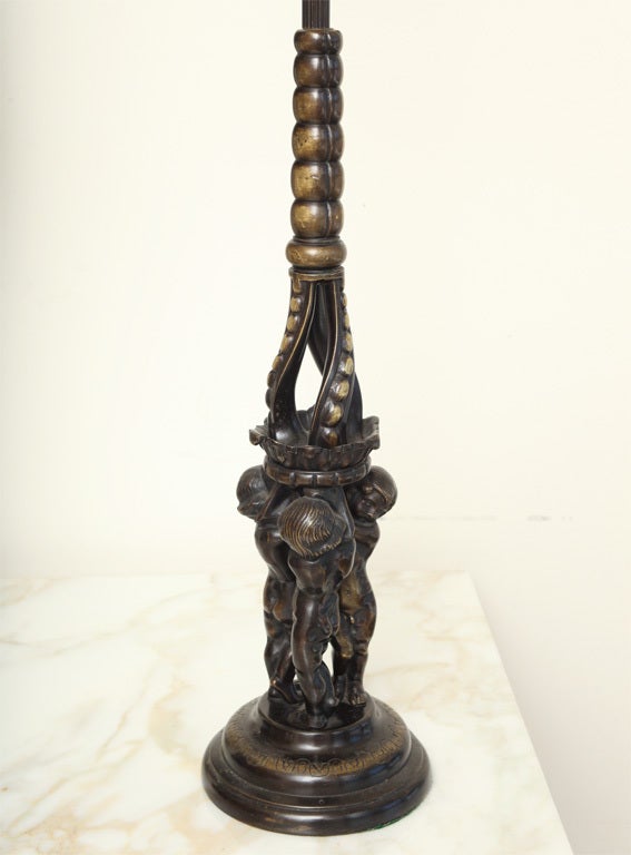Austrian Cast Bronze Cherub Lamp 5