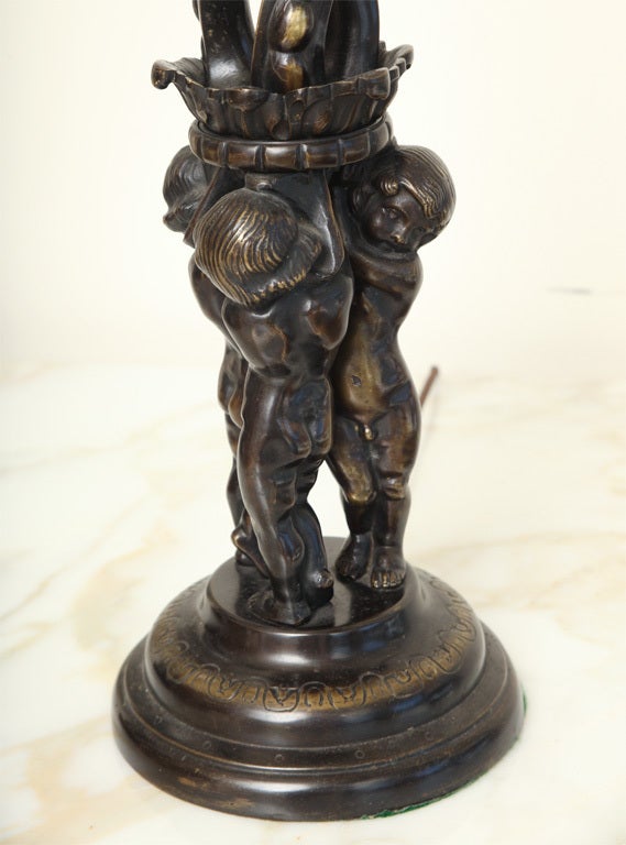 Austrian Cast Bronze Cherub Lamp 3