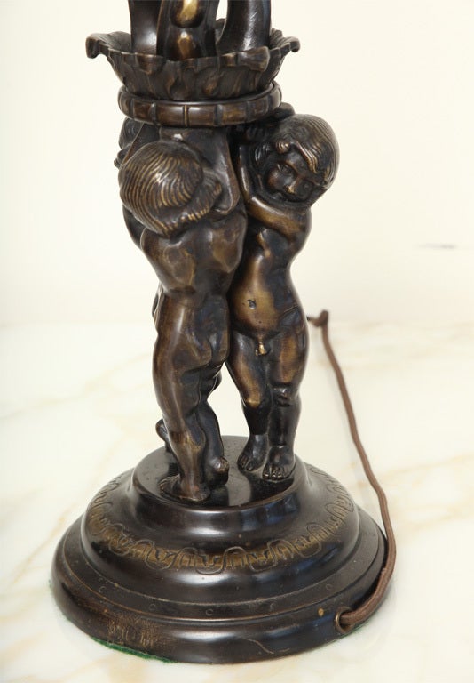 20th Century Austrian Cast Bronze Cherub Lamp