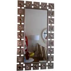 Interesting And Unusual Nickeled Silver Wall Mirror 9