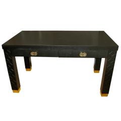 Superb Ebonized Writing Desk With Brass Accents