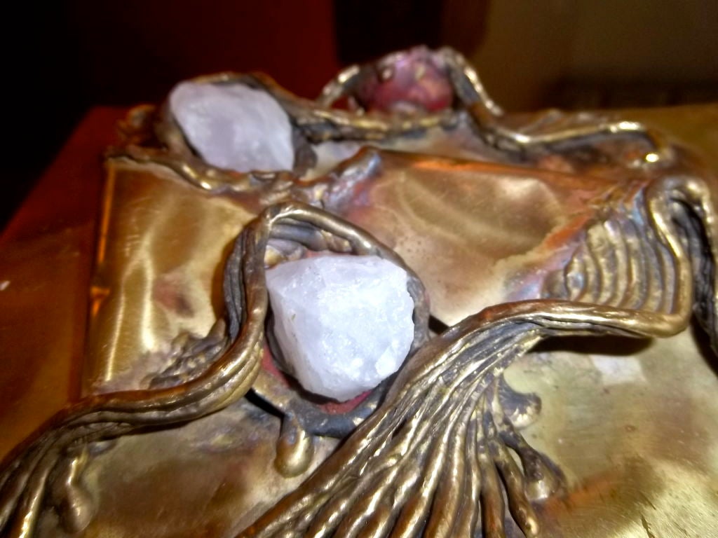 Interesting Brazilian Brass and Quarts Hand Wrought Box