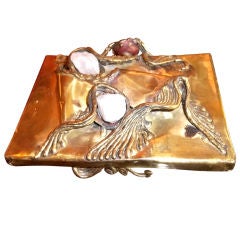 Interesting Brazilian Brass and Quarts Hand Wrought Box