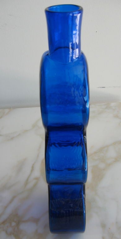 American Curvaceous And Luscious Blue Blenko Bottle/Vase