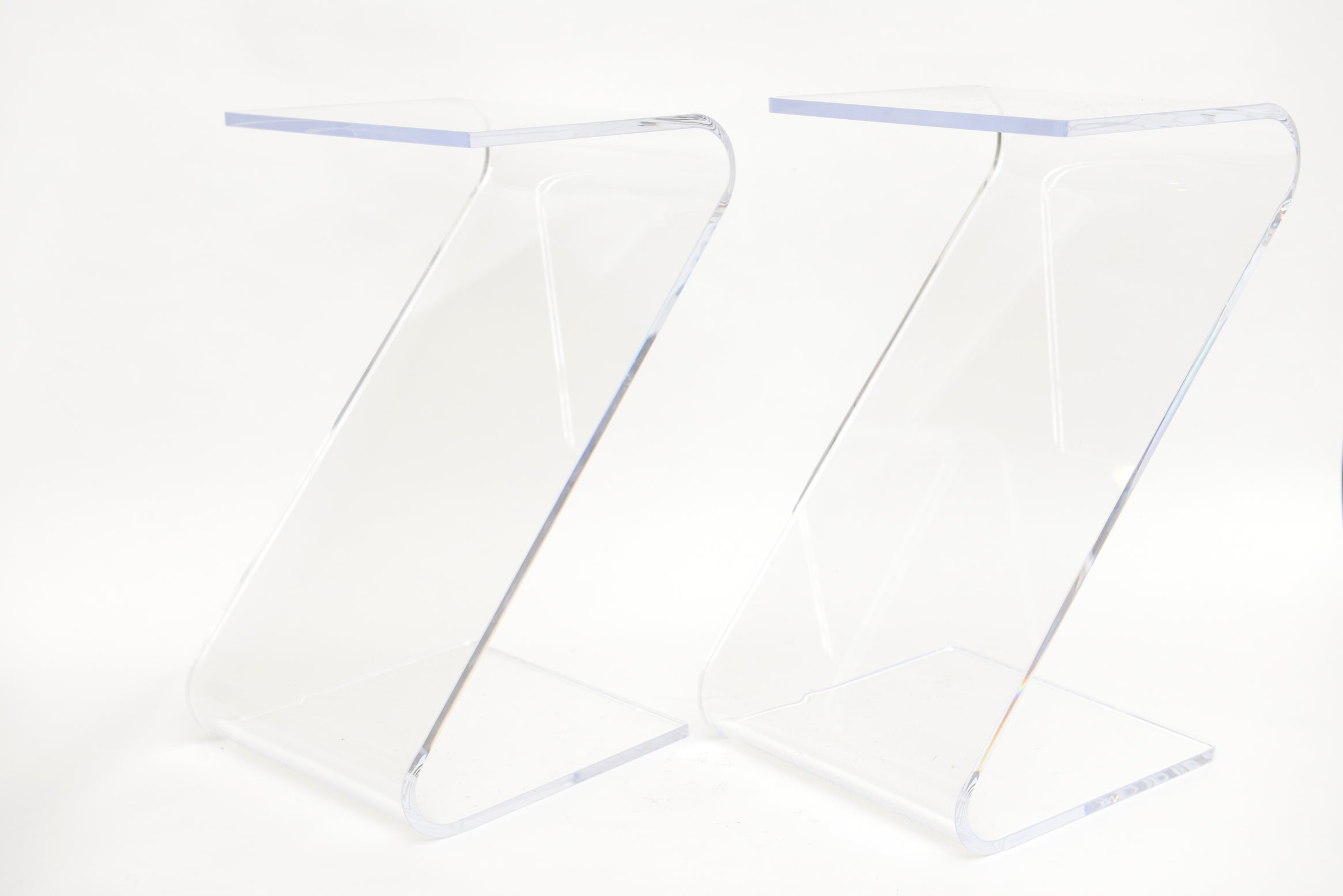 Pair of Chic Lucite Z Side/Drink Tables
