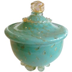 Beautiful Italian Barovier et Toso Murano Glass Covered Bowl