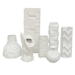 Sculptural Collection of 7 German White Porcelain Vases/Vessels