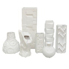 Sculptural Collection of 7 German White Porcelain Vases/Vessels Sculptural Collection of 7 German White Porcelain Vases/Vessels