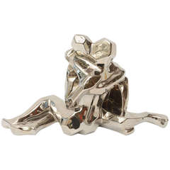 "Two Lovers" Chromed Ceramic  Entwined Sculpture