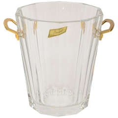 French Retro Baccarat Heavy Crystal and Bronze Ice Bucket/Champagne Cooler
