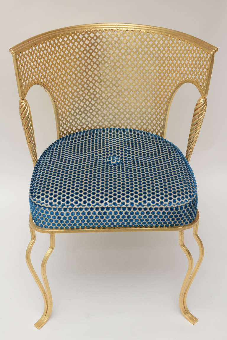 Mid-20th Century Pair of Italian Gold Leafed Iron Chairs