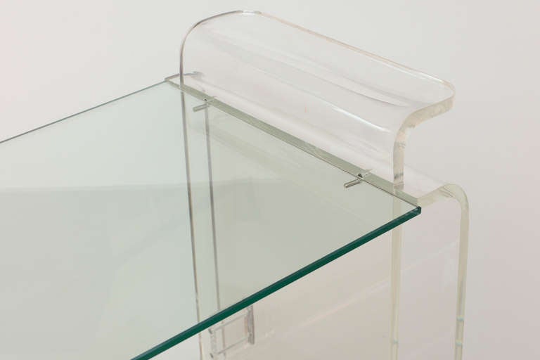 Modern Lion in Frost 3 Tiered Rolled Lucite/Glass  Bar Cart /SATURDAY SALE