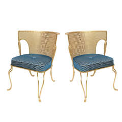 Retro Pair of Italian Gold Leafed Iron Chairs