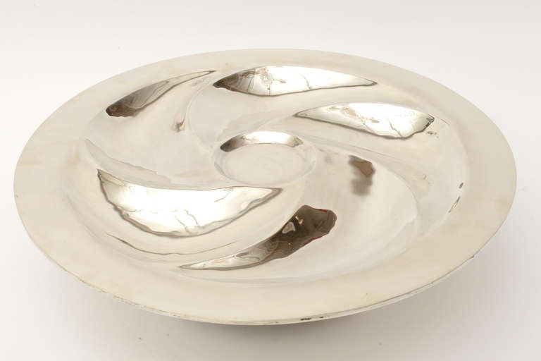Modern Signed Gorgeous Sterling Silver Pedestal Serving/Centerpiece Bowl