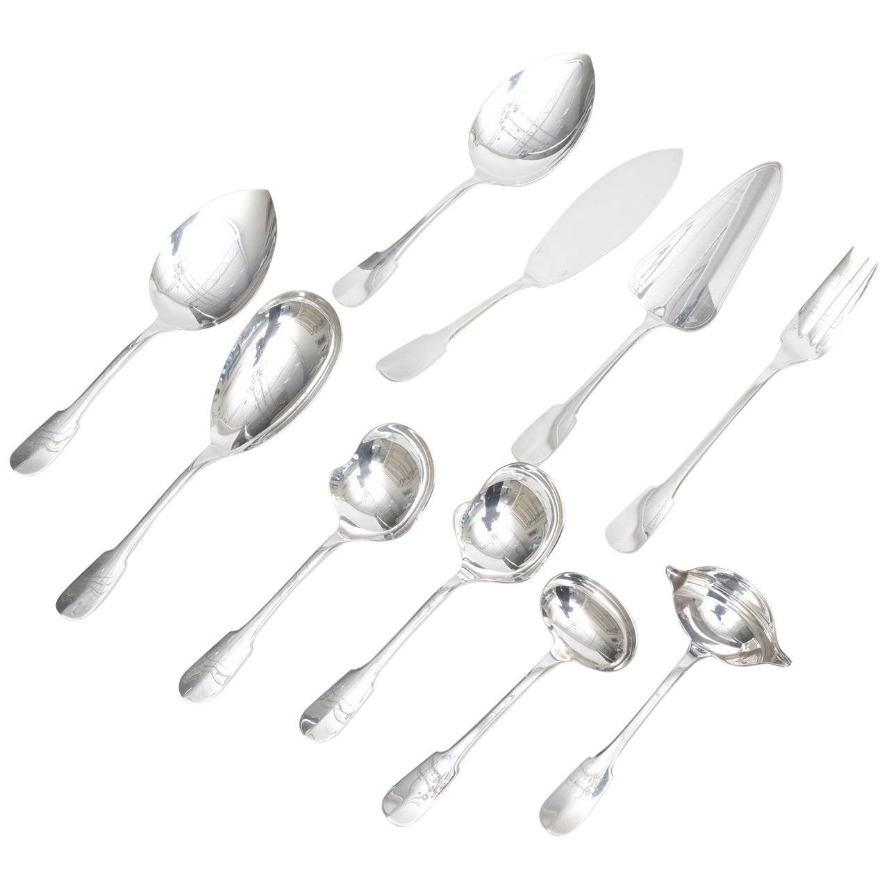 Set of Ten French Vintage Christofle Silver Plate Serving Pieces at