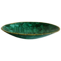 Malachite and Brass Small Bowl or Dish