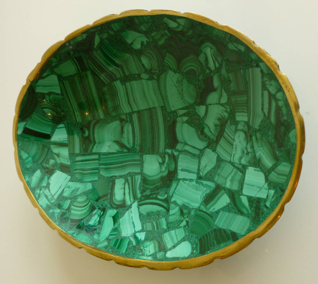 Malachite and Brass Small Bowl or Dish 1