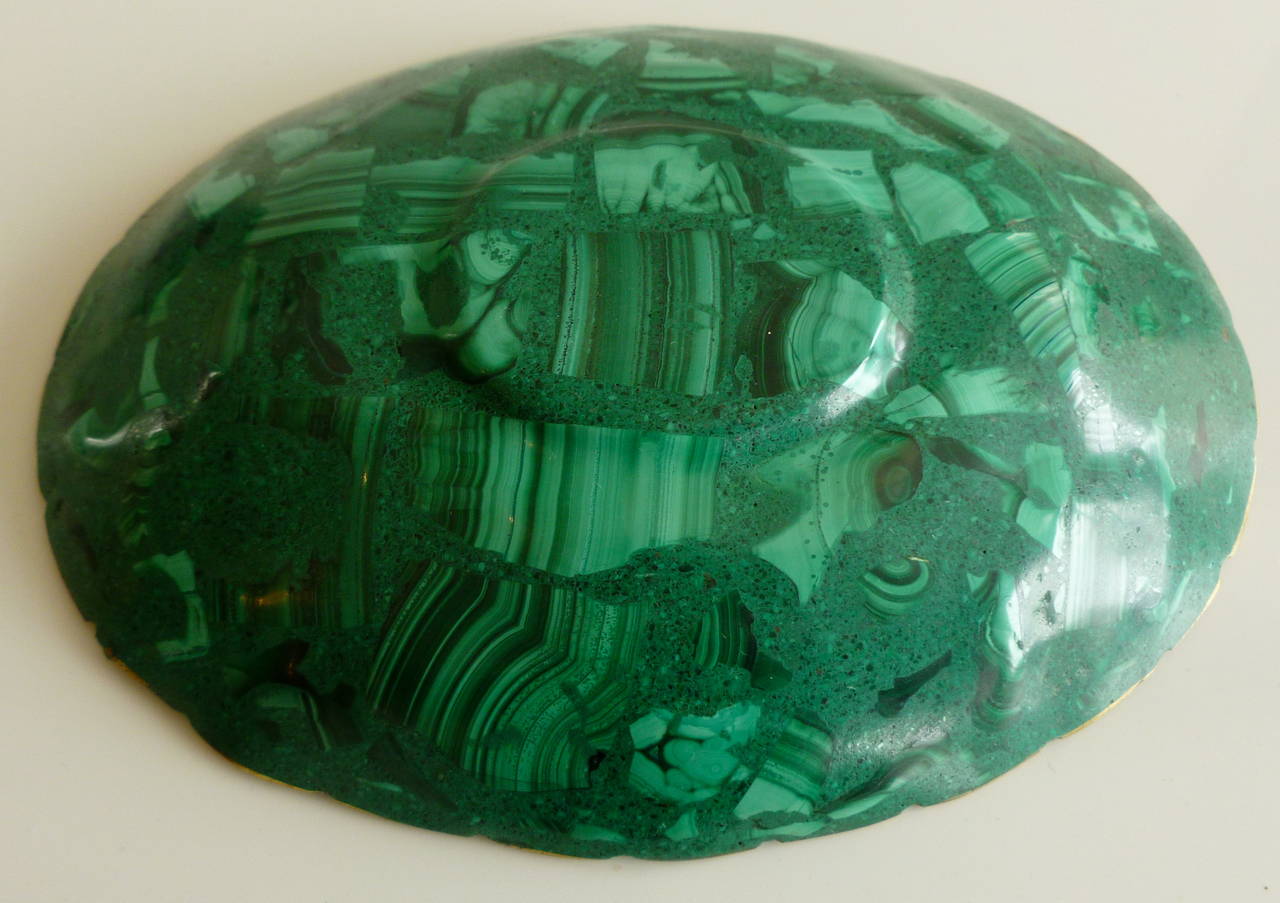 American Malachite and Brass Small Bowl or Dish