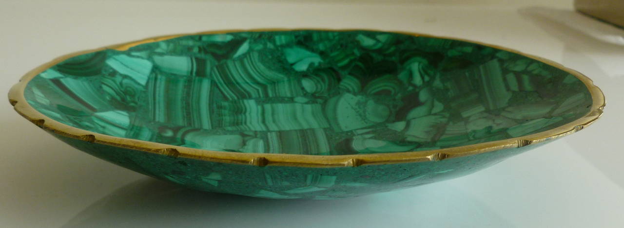 Malachite and Brass Small Bowl or Dish 3