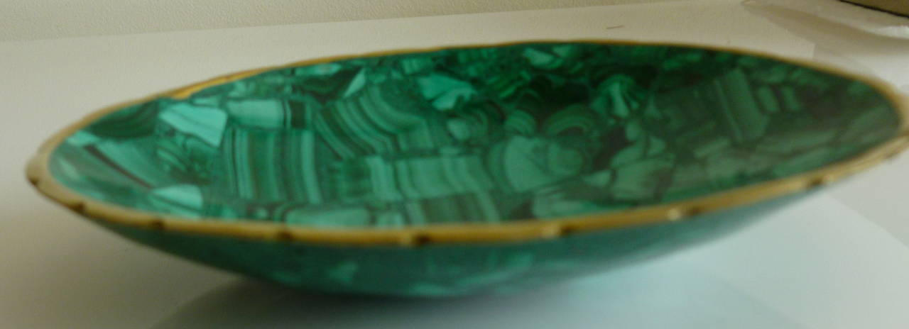 Malachite and Brass Small Bowl or Dish 2