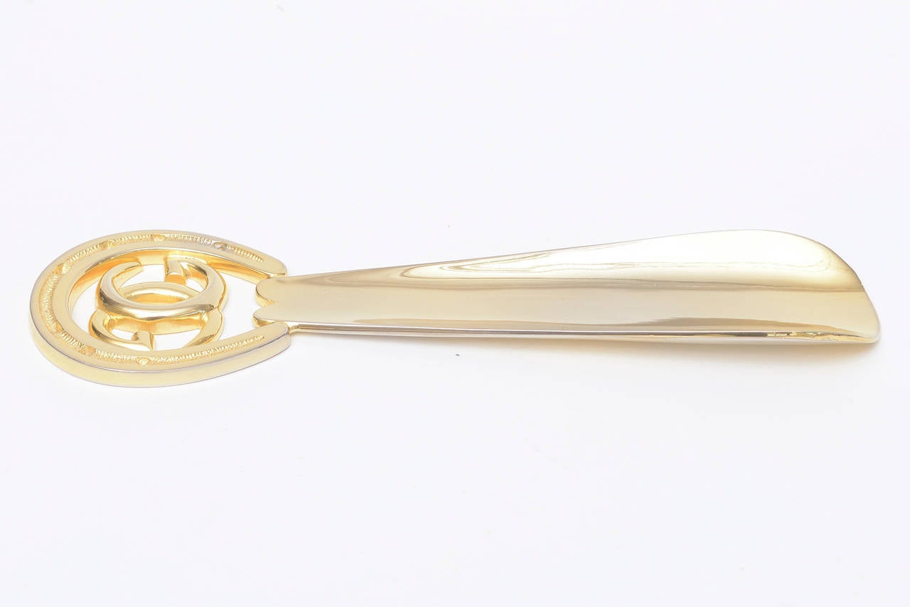 Vintage Gucci Gold Plated Shoe Horn or Desk Paperweight at