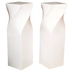 Pair Of Monumental Twisted And Lacquered Sculptural Pedestals