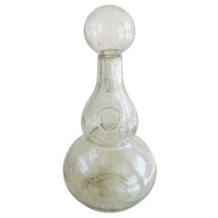 Monumental French Bubble Glass Decanter/Bottle Signed Biot