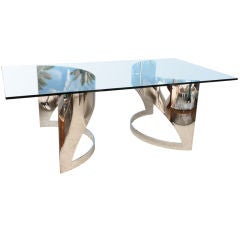 Monumental Pace Chrome And Glass Dining Table
