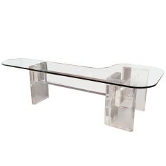 Stunning Karl Springer  Biomorphic Lucite And Glass Bar/Desk