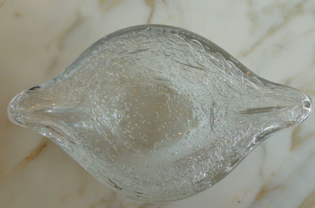 Mid-Century Modern Blenko Pulegoso Raindrop Glass Bowl Vintage