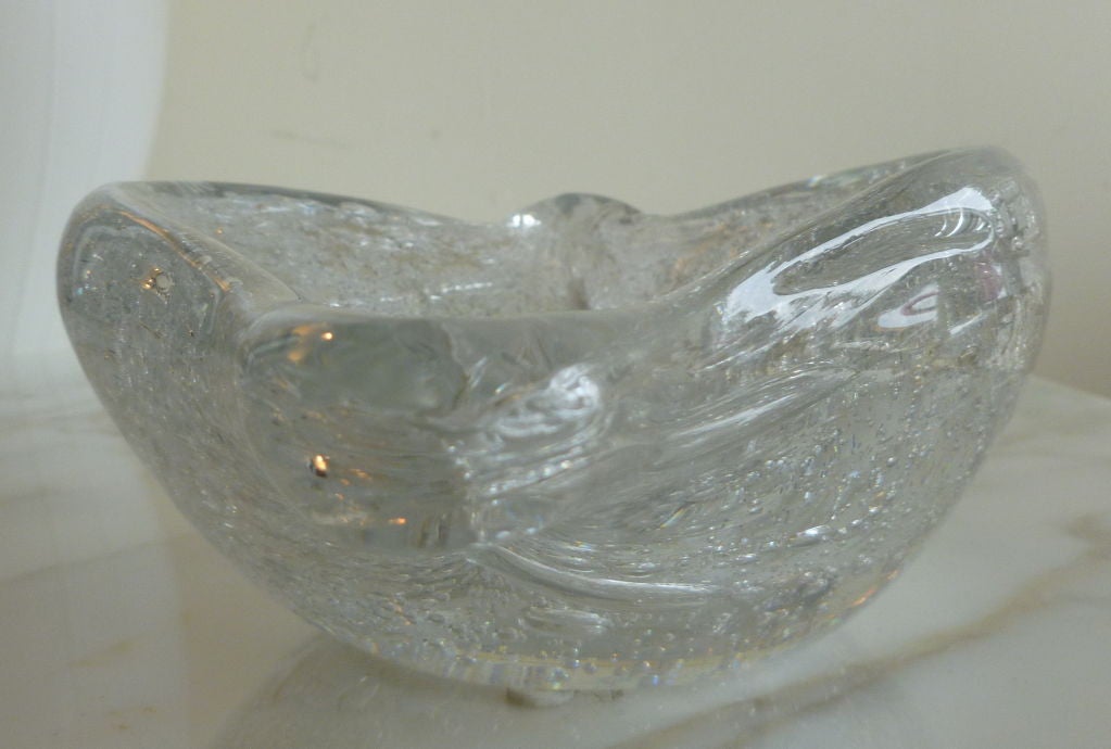 20th Century Blenko Pulegoso Raindrop Glass Bowl Vintage