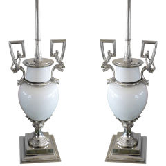 Pair Of Classic And Elegant Ceramic Lamps By Stiffel