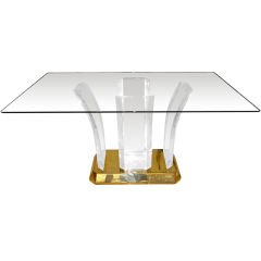 Karl Springer Sculptural  Lucite and Gold Plated Table/Console