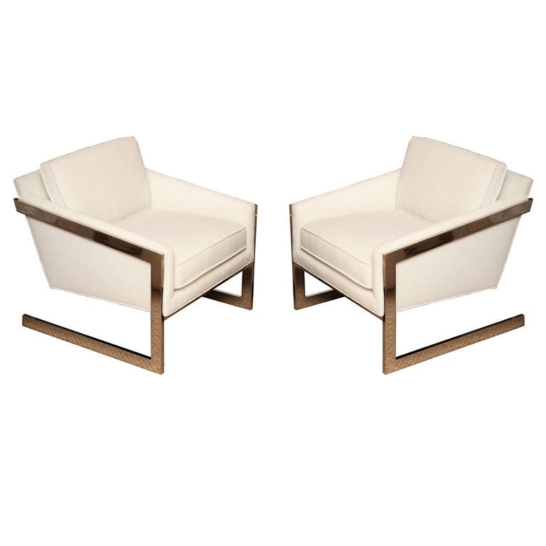 Fabulous Pair of Sculptural Polished Chrome Lounge Chairs