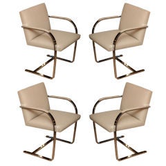 Set of Four Pace Stainless Steel Brno Dining Chairs
