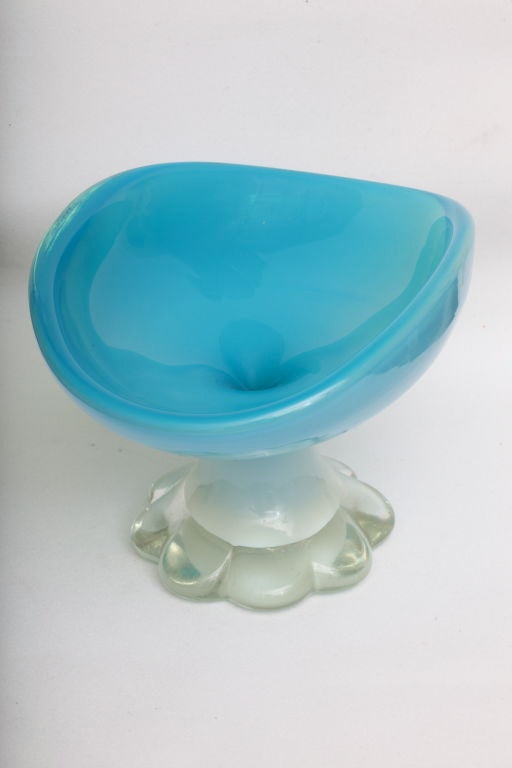 Stunning Italian Murano Seguso Footed Pedestal Bowl