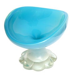 Stunning Italian Murano Seguso Footed Pedestal Bowl