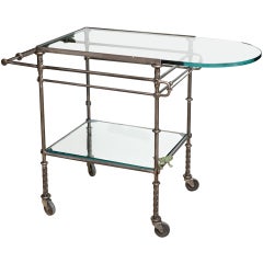 Rebar Steel, Glass and Bronze Bar Cart by Ilana Goor/SATURDAY SALE
