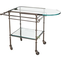 Retro Rebar Steel, Glass and Bronze Bar Cart by Ilana Goor/SATURDAY SALE