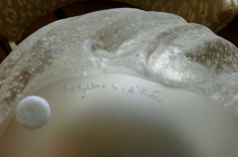Seguso Murano Vetri d'Arte Acid Etched Corrosso White Glass Bowl Vintage In Good Condition In North Miami, FL
