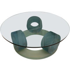 Superb Signed Italian Murano Glass  Round Cocktail Table