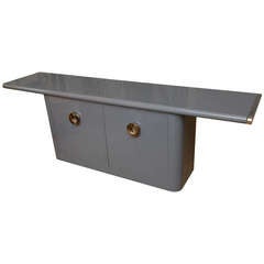 Pierre Cardin Style Gray Lacquered and Nickel Silver Console/Buffet/Cabinet