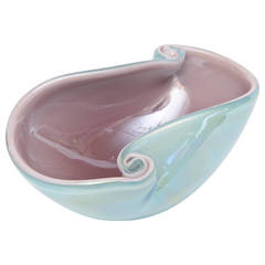 Barovier e Toso Italian Murano Dual Color Iridescent Glass Bowl 12
