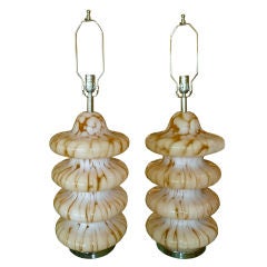 Beautiful Pair of Italian Murano Glass Pagoda Lamps