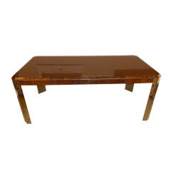 Beautiful Burled Wood/Steel Leon Rosen for Pace Dining Table