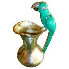Alfred Villasana Mexican Silver And Turquoise Pitcher